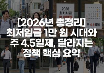 [2026년 총정리] 최저임금 1만 원 시대와 주 4.5일제, 달라지는 정책 핵심 요약